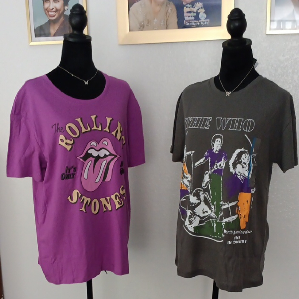 Womens The Rolling Stones and The Who Music Tees Large